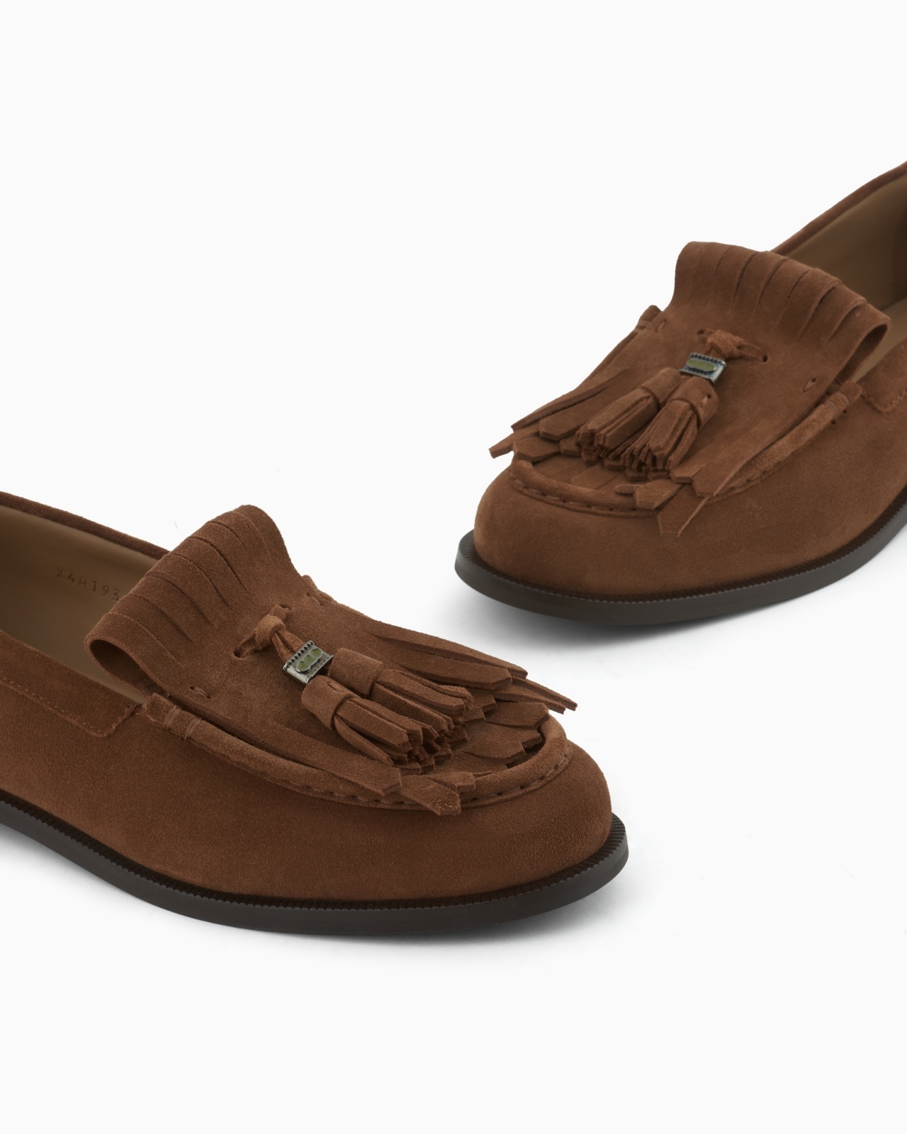 DAPPLED CRUST LEATHER LOAFERS WITH FRINGES - 5