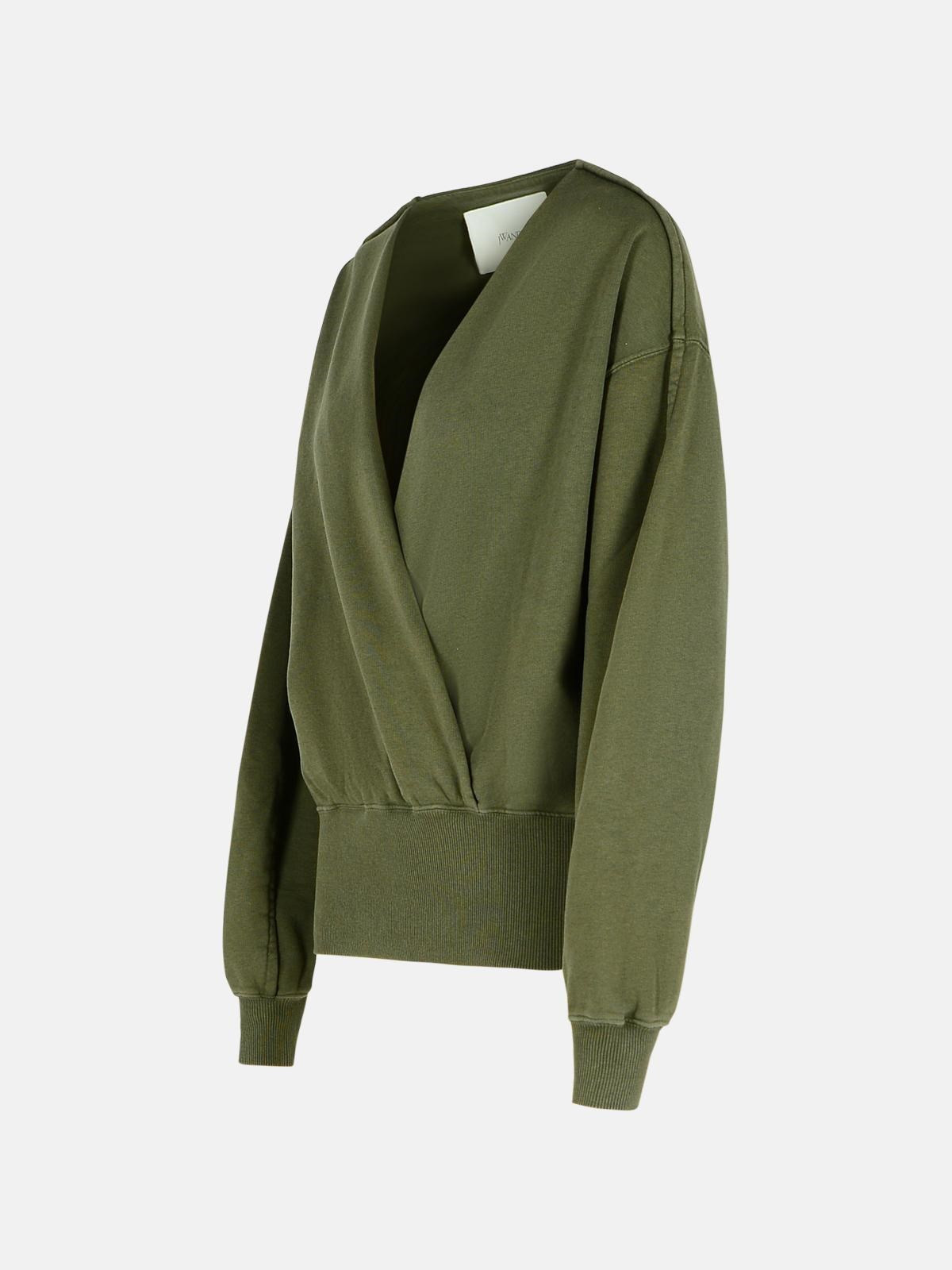 'WRAP' GREEN COTTON SWEATSHIRT - 2