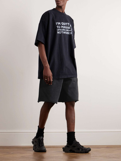 VETEMENTS Straight-Leg Logo-Embroidered Cotton-Jersey Shorts outlook