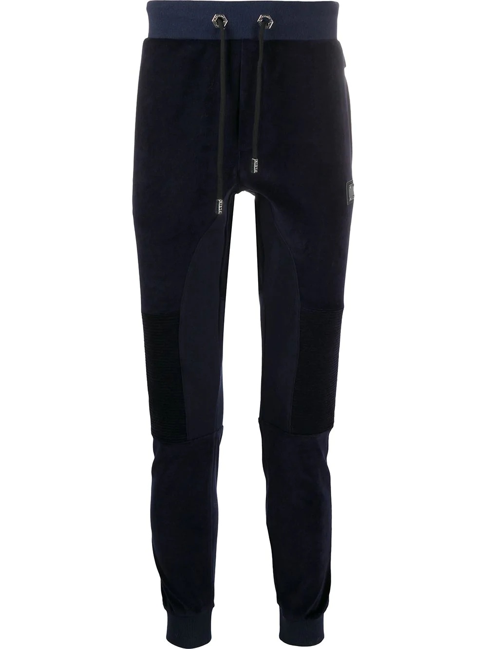 ribbed-panel drawstring track pants  - 1