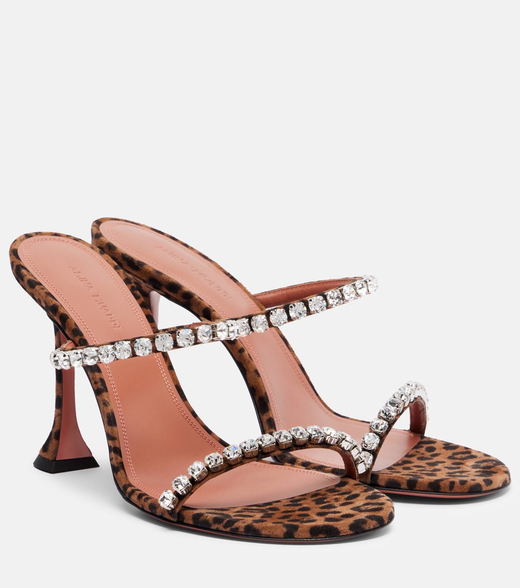 Gigi 95 leopard-print suede mules - 1