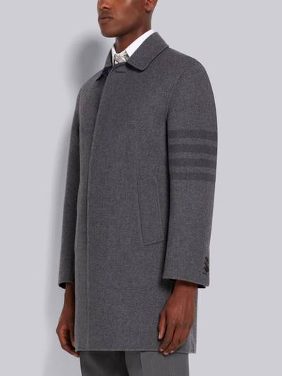 Thom Browne Medium Grey Double Face Melton 4-Bar Unconstructed Relaxed Bal Collar Overcoat outlook