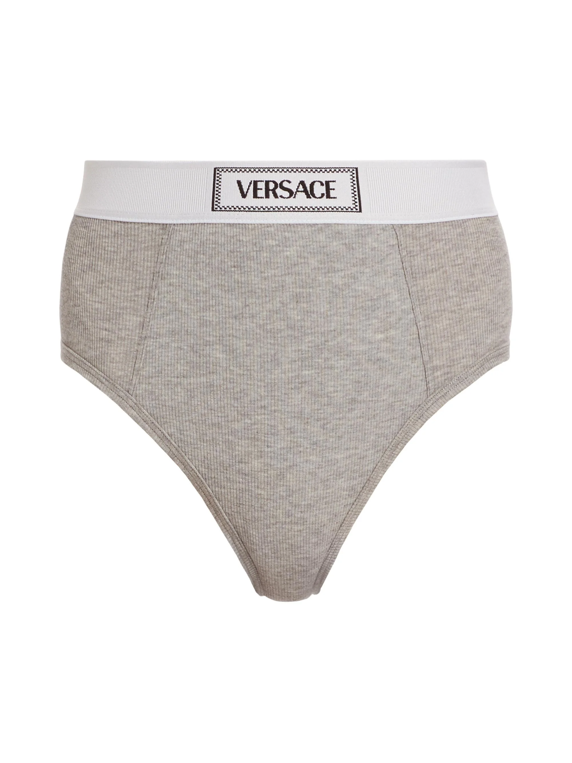Women's Ribbed Logo Brief - Grey Melanges - 1
