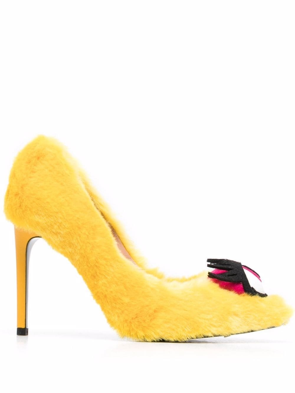 eye-motif faux-fur stiletto pumps - 1