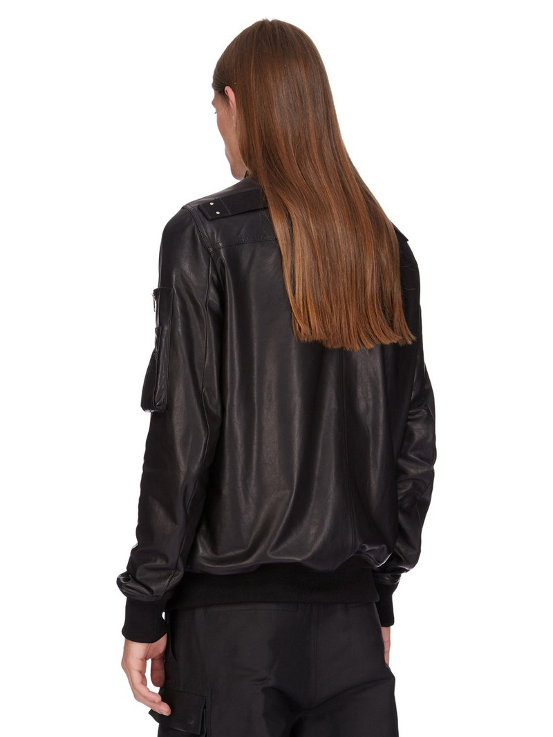 Classic Flight Oversized Webbing-Trimmed Distressed Leather Bomber Jacket 3