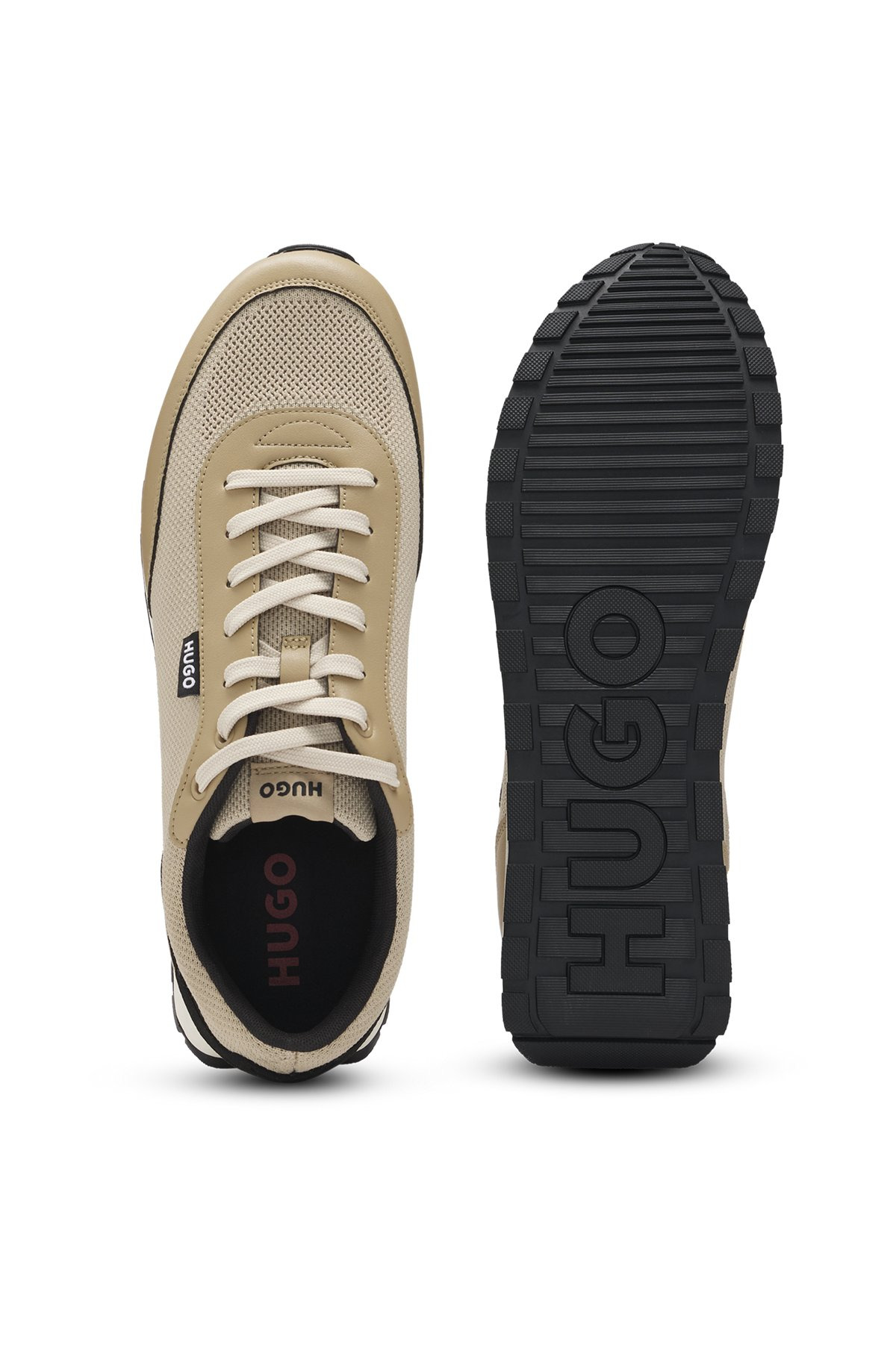 KNIT-EFFECT TRAINERS WITH FAUX-LEATHER TRIMS - 4