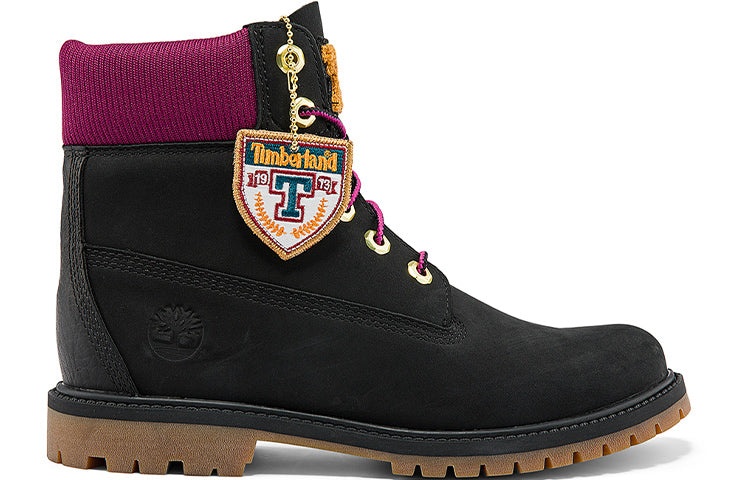 (WMNS) Timberland Heritage 6 Inch Waterproof Boots 'Black Nubuck with Pink' A44KXW - 2