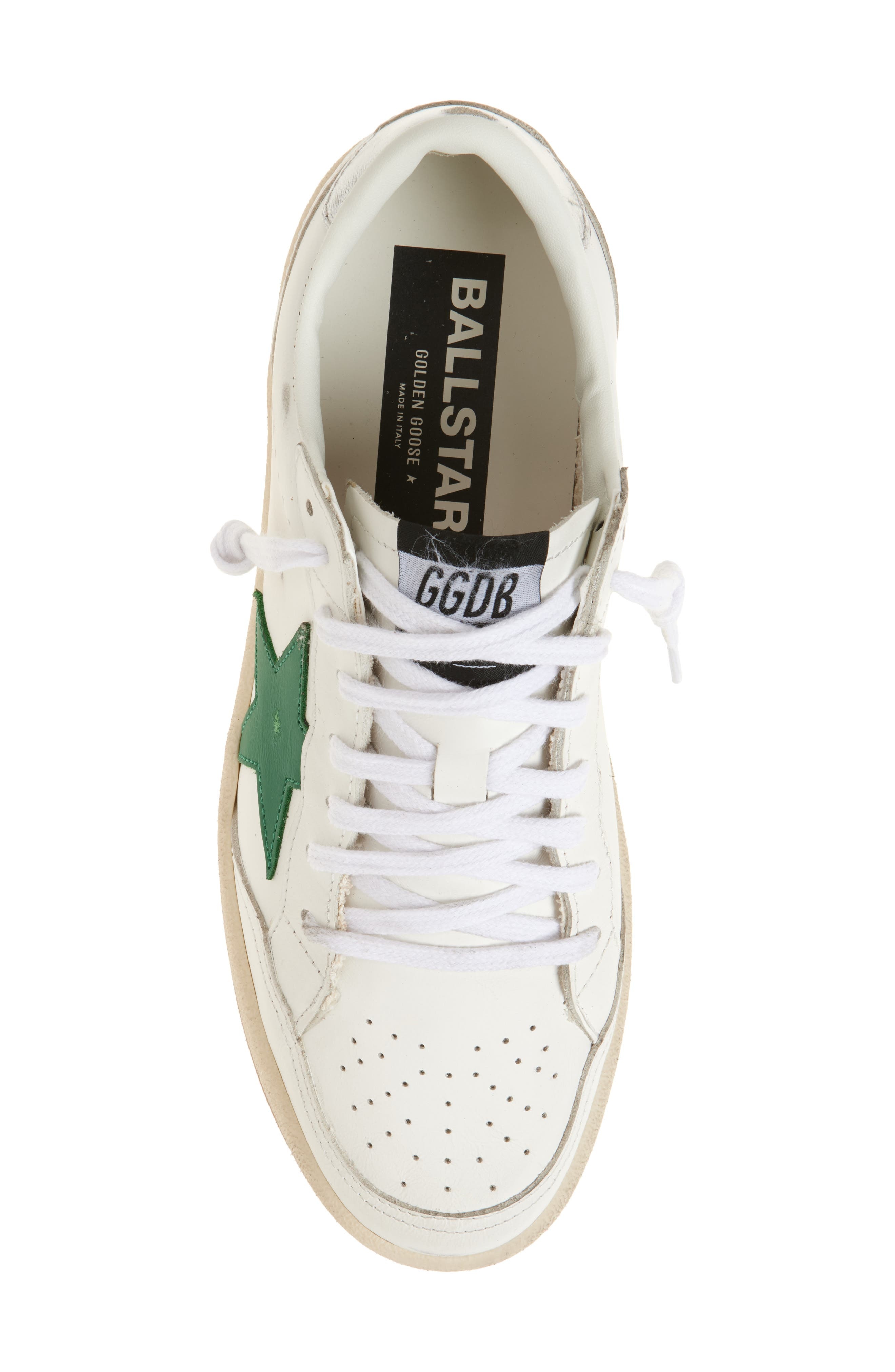 Golden Goose Ball Star 2 Low Top Sneaker in White/Green/Silver at Nordstrom - 4