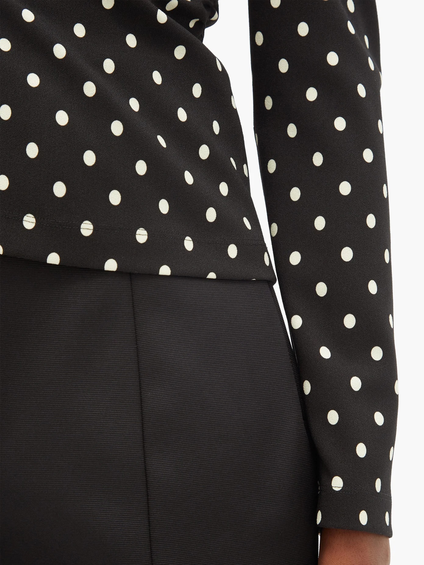 Ruched polka-dot crepe top - 4