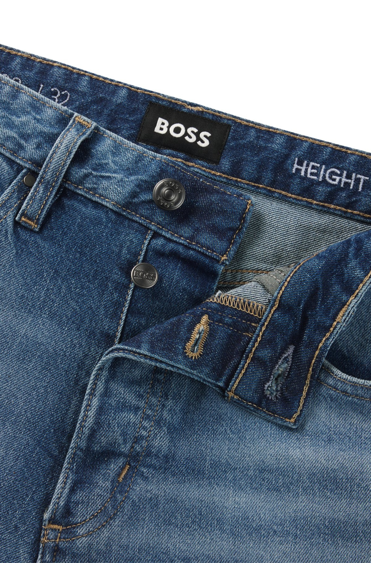 STRAIGHT-FIT JEANS IN FADED-BLUE COMFORT-STRETCH DENIM - 6