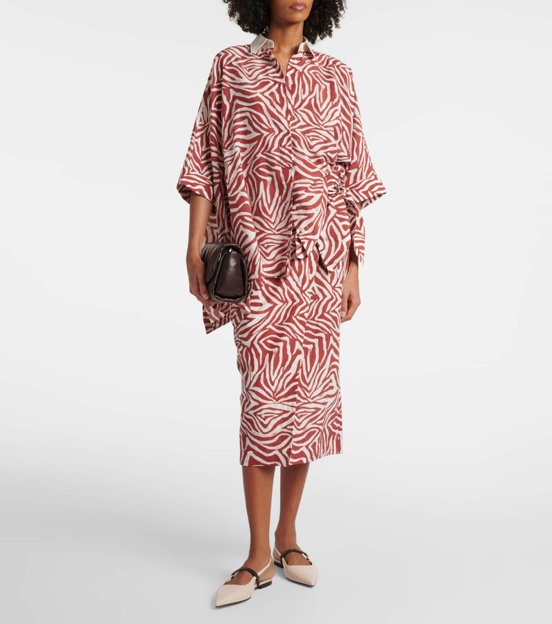 Brunello Cucinelli Printed cotton and silk wrap skirt outlook