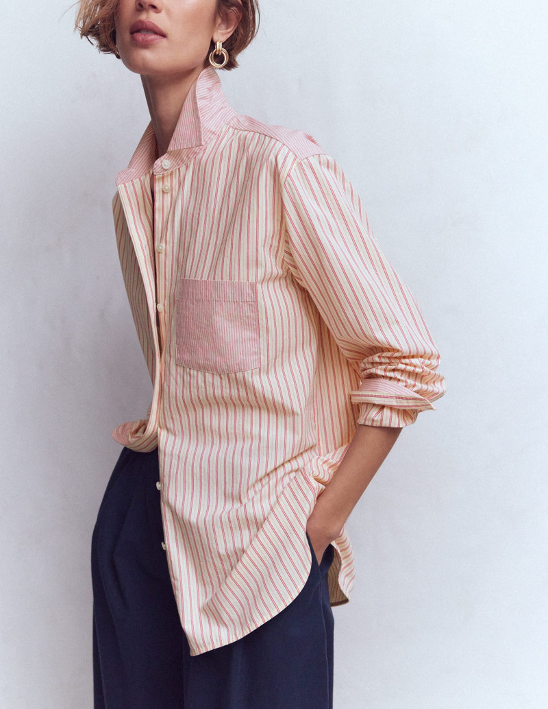 Sadie Relaxed Cotton Shirt-Pink Stripe Hotch 5