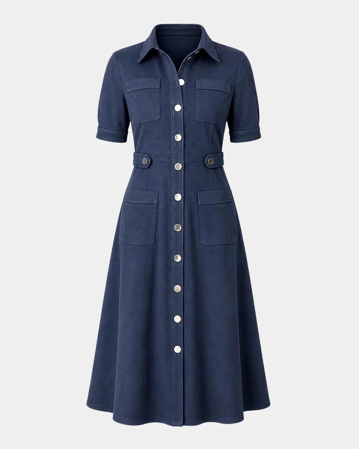 Jenson Button-Front Faux Suede Midi Dress - 1
