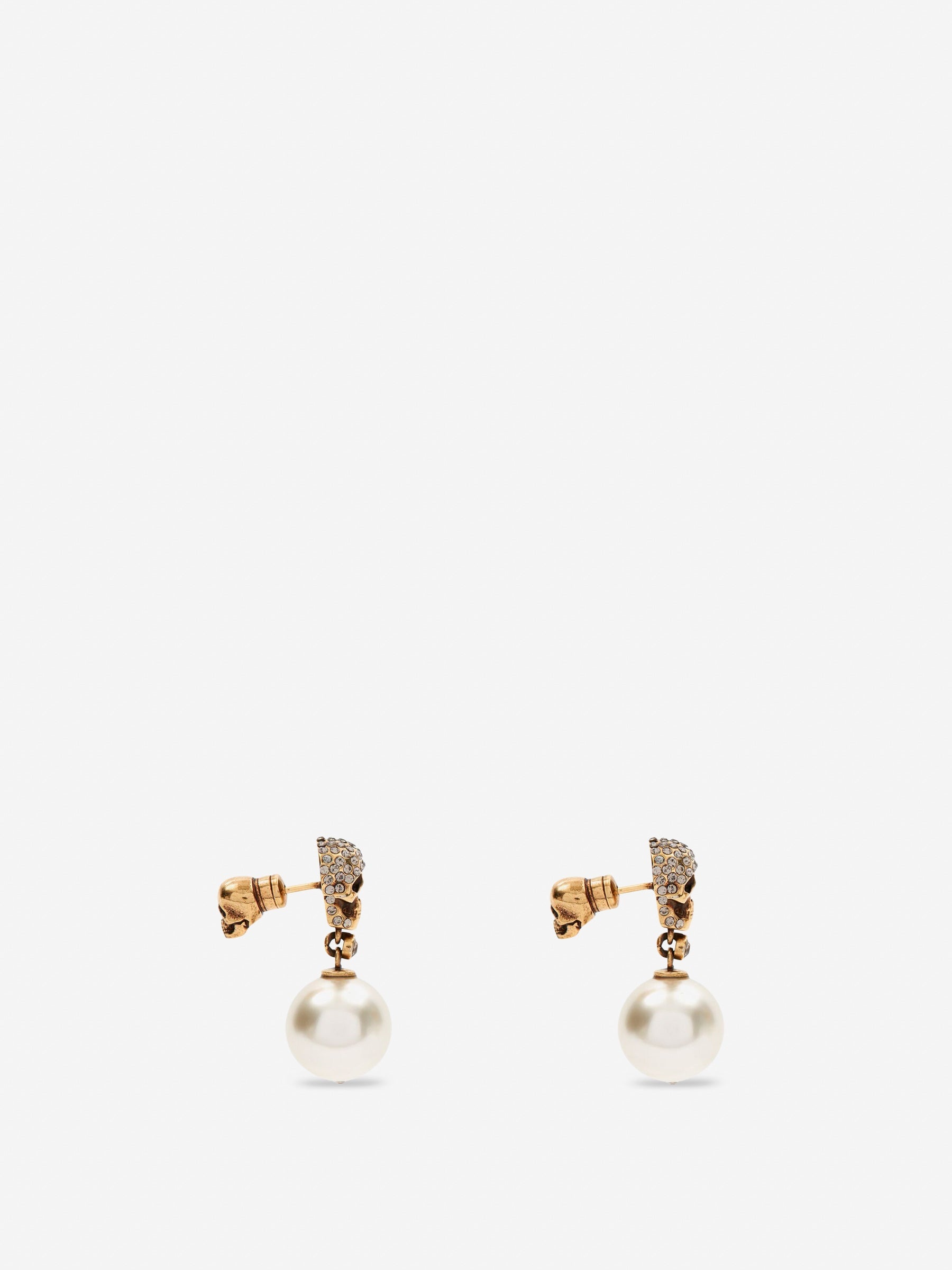 PEARL PAVE SKULL EARRINGS - 2