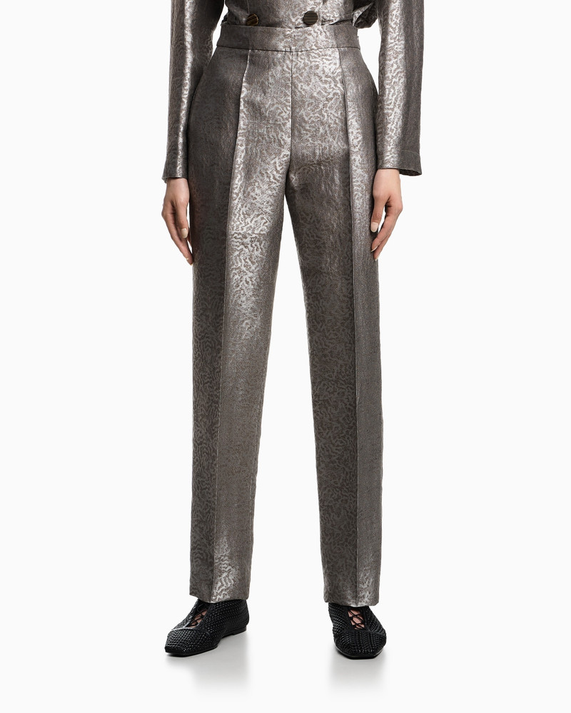 EMPORIO ARMANI CAMOUFLAGE JACQUARD LINEN BLEND TROUSERS outlook