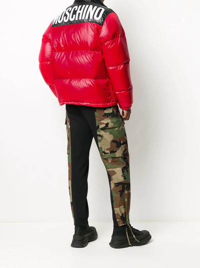 Moschino logo print puffer jacket outlook