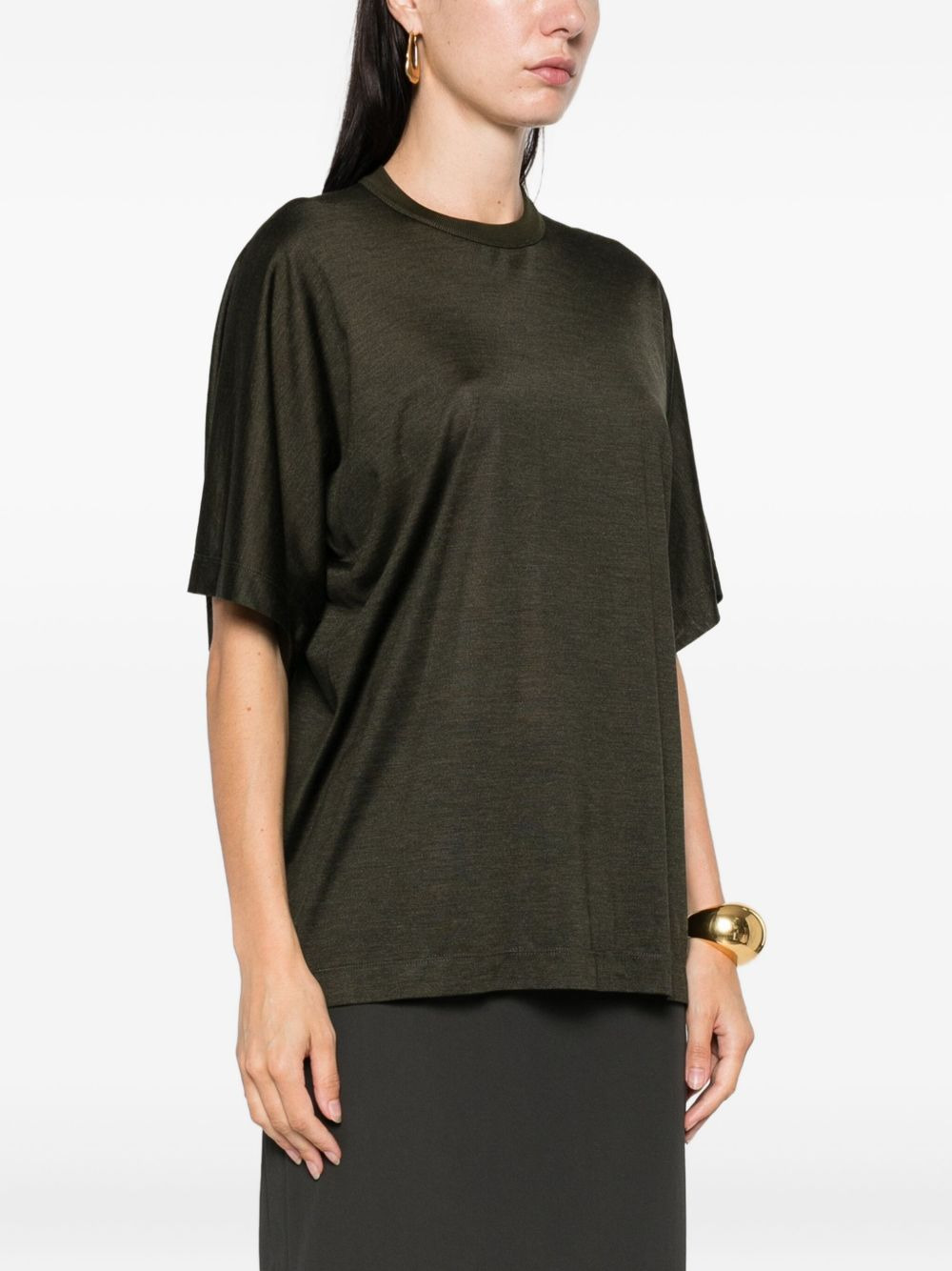 round-neck silk T-shirt - 3