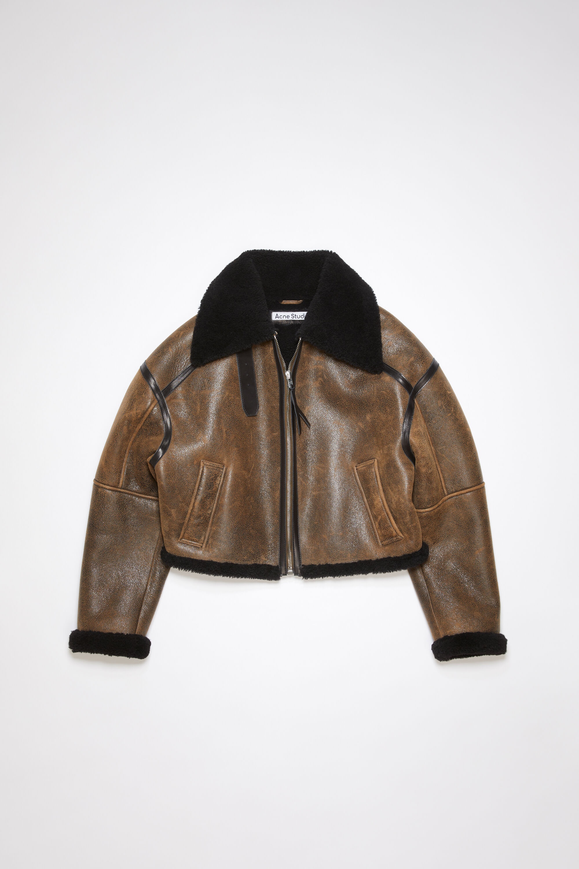 Shearling jacket - Dark brown/black - 1