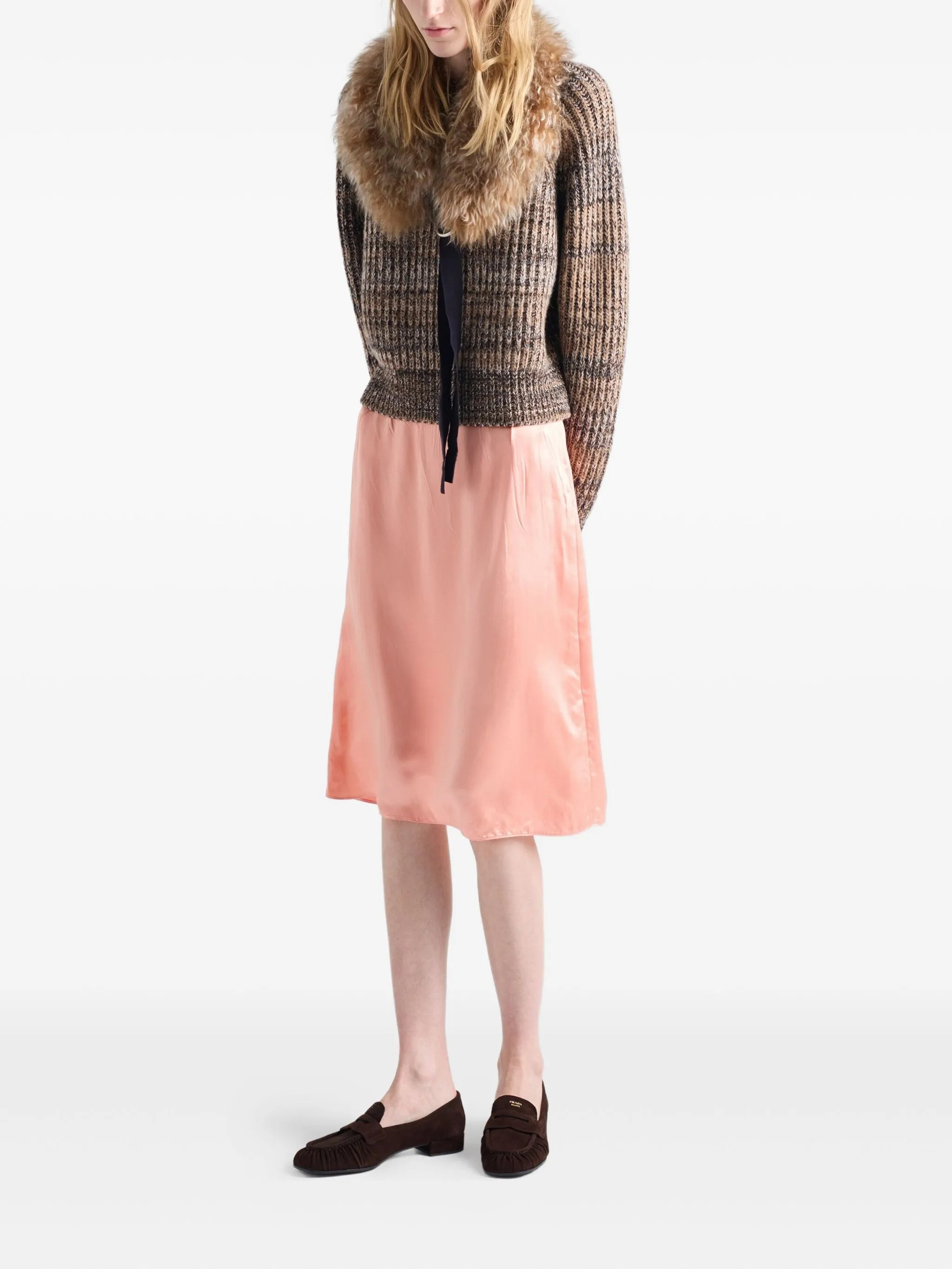 elasticated-waist silk skirt - 3
