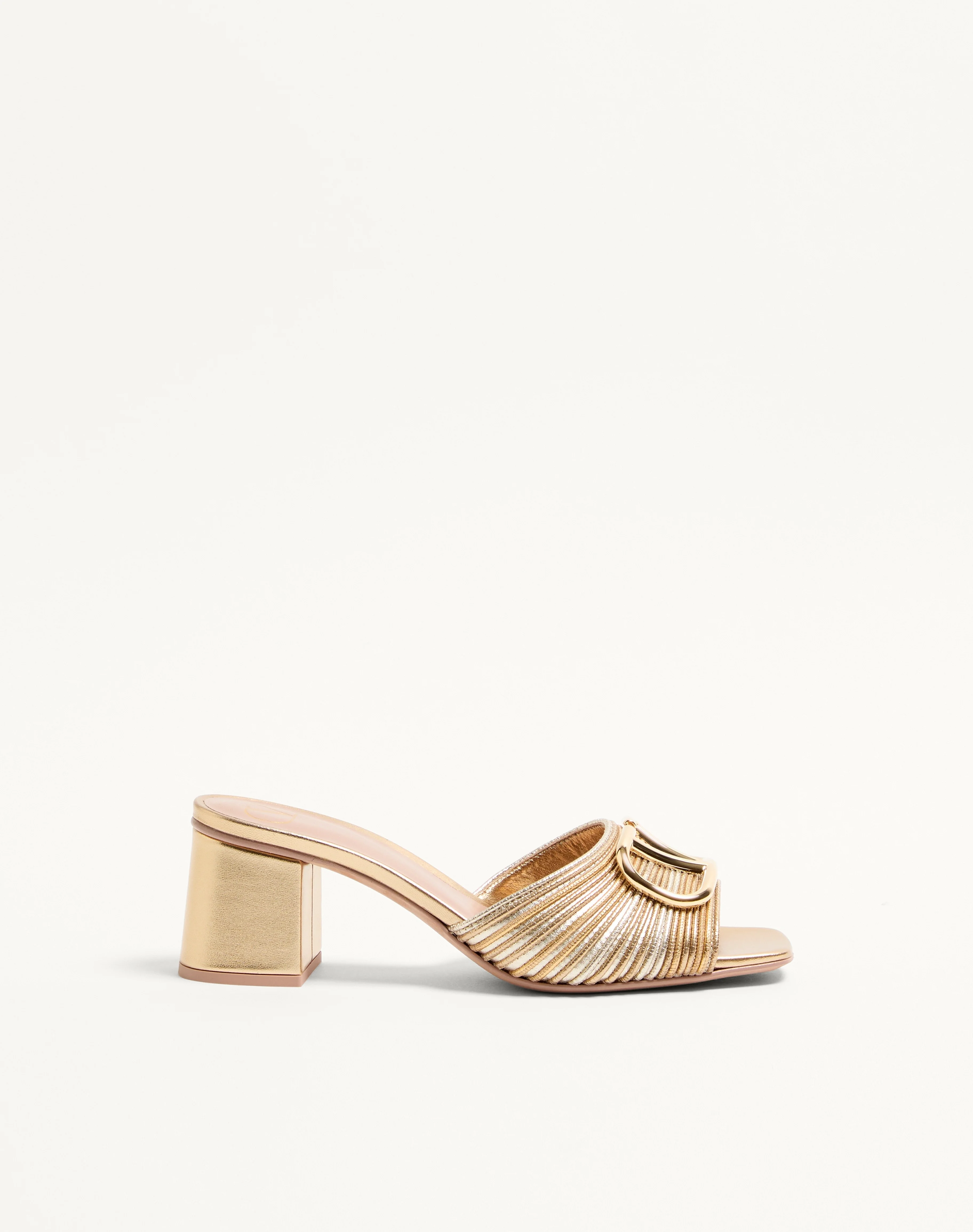 METALLIC VLOGO SIGNATURE SLIDE SANDAL WITH CORNELY EMBROIDERY 60MM - 1