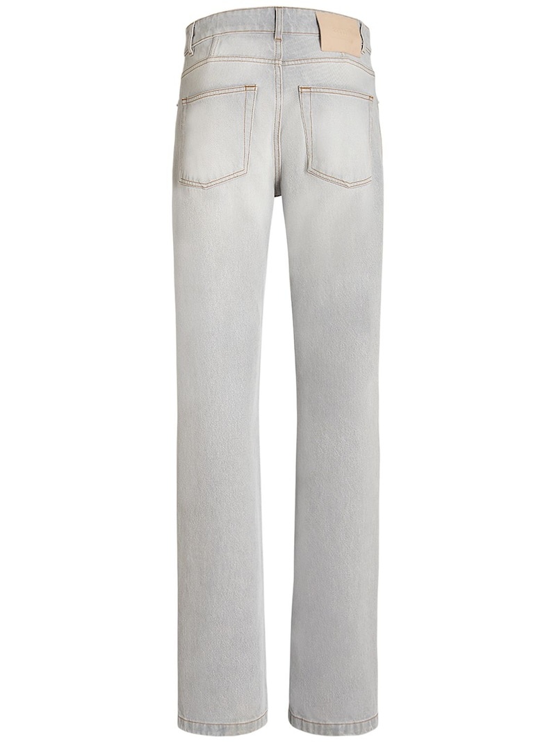 Straight mid rise cotton jeans - 3