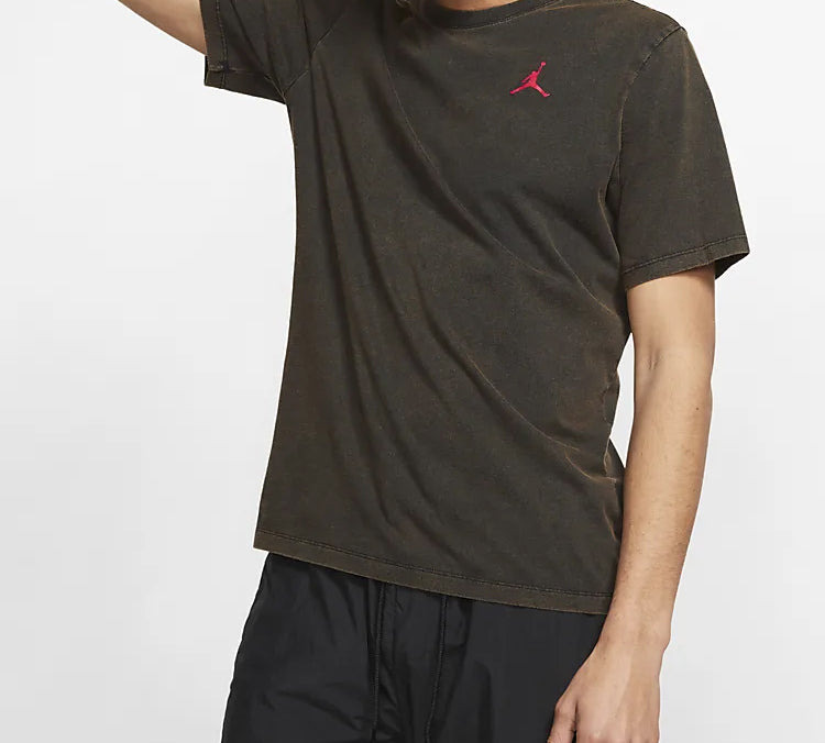 Air Jordan Back Printing Flying Man Retro Short Sleeve Distress Black AQ3735-010 - 3