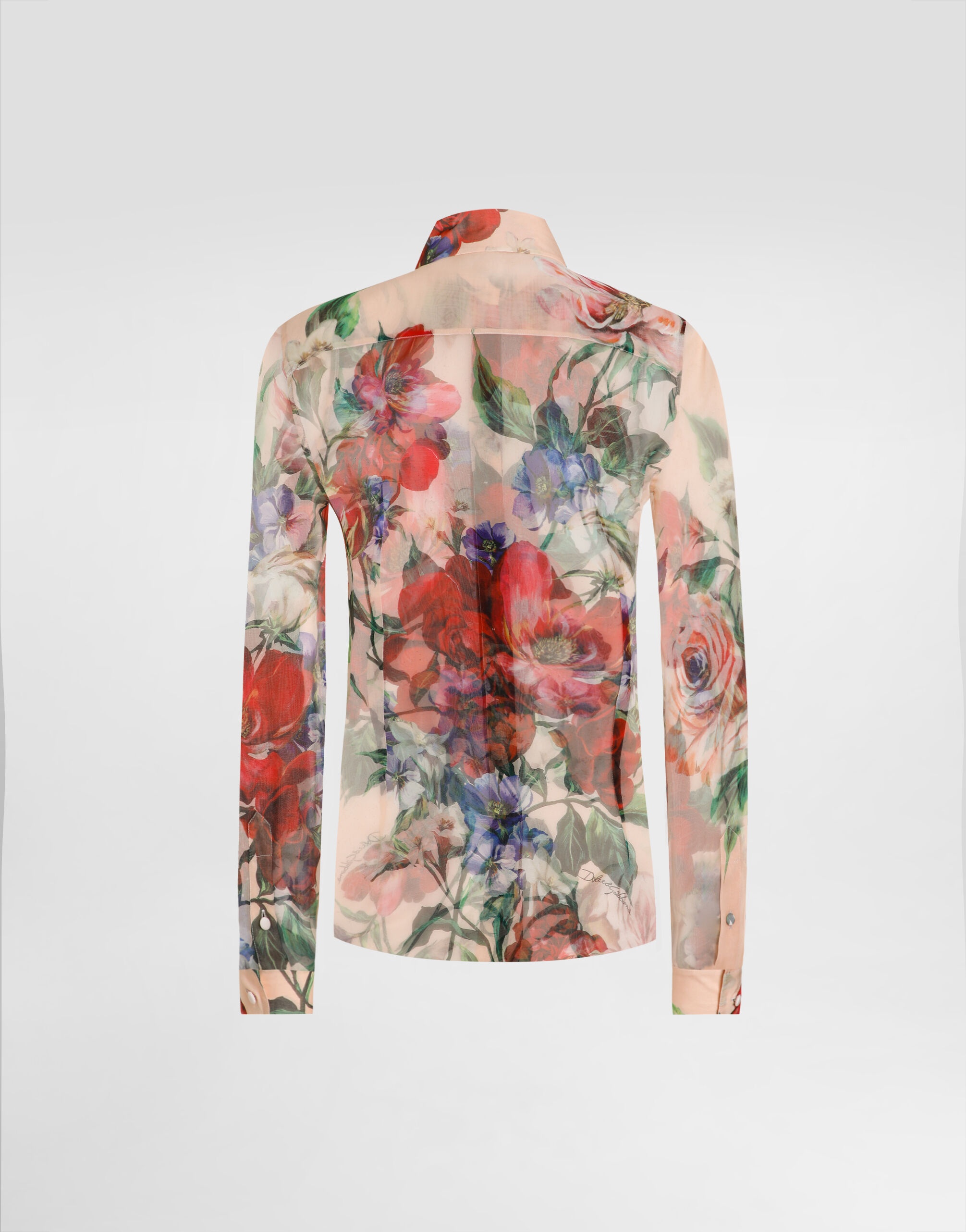 Long-sleeved floral-print chiffon shirt - 2