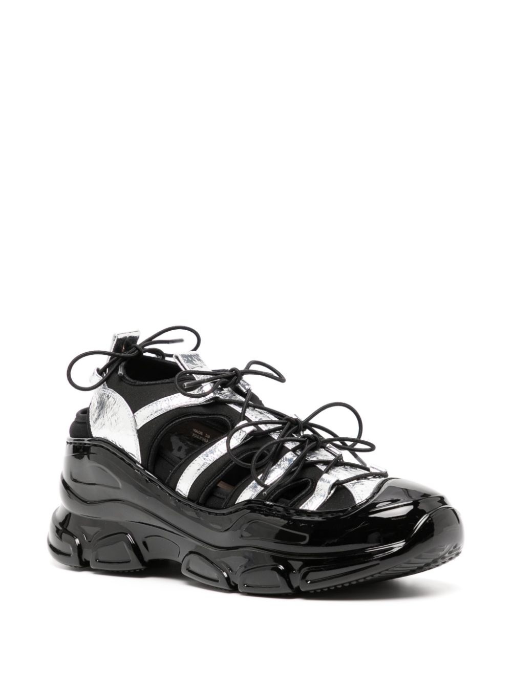 panelled-design leather sneakers - 2