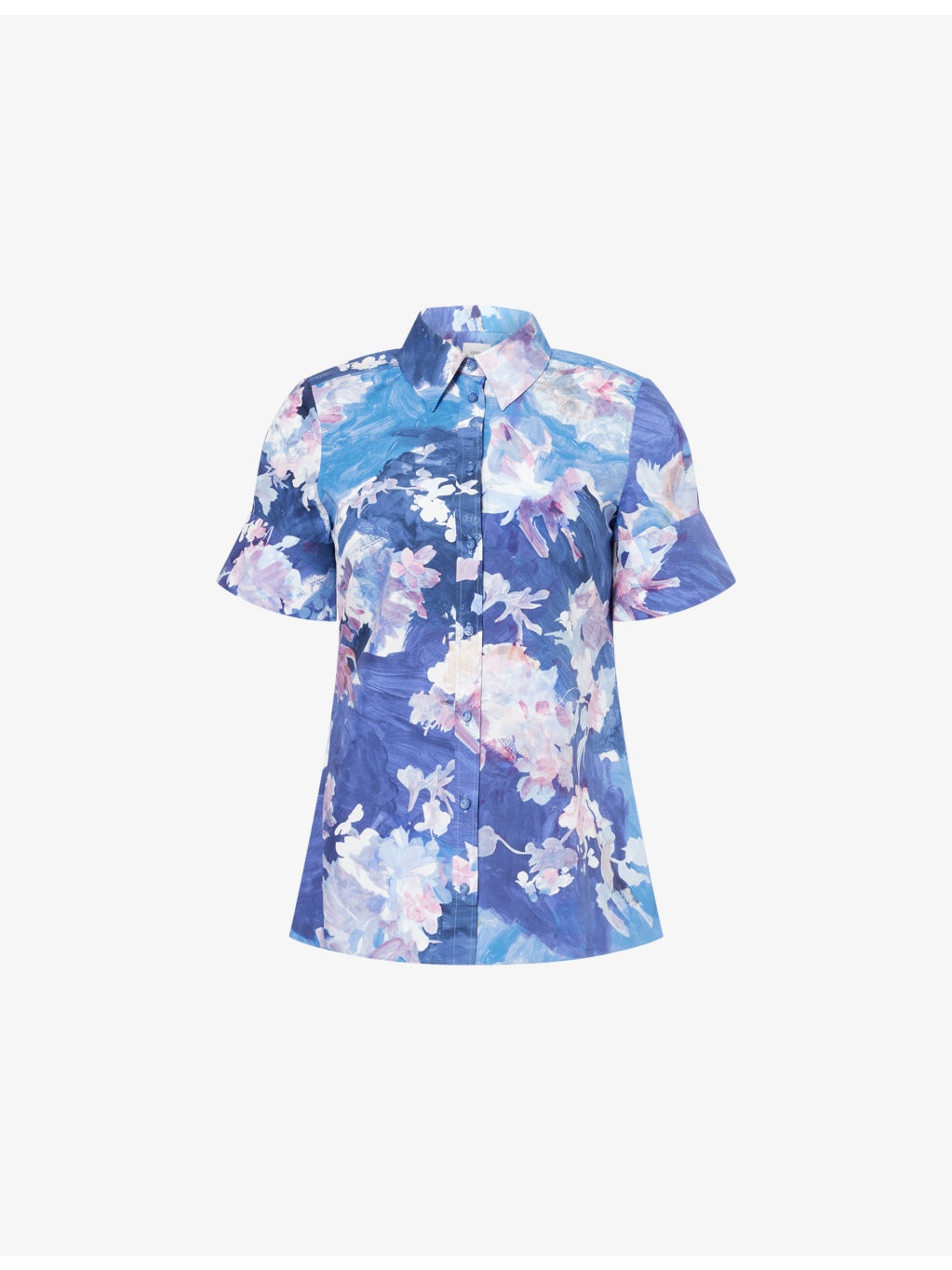 Floral Short-Sleeves Cotton-Poplin Shirt - 1