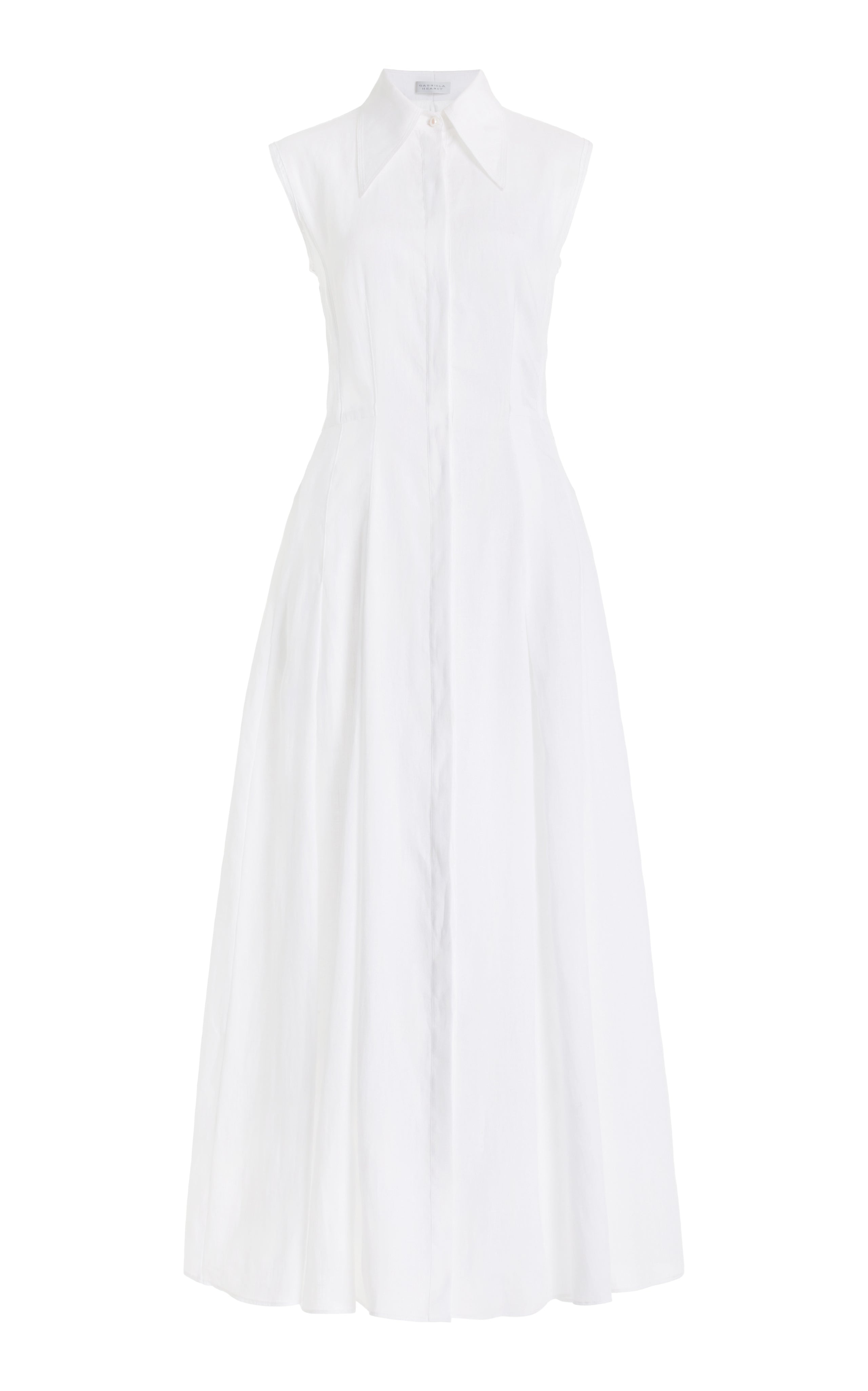 Durand Shirt Dress in White Aloe Linen - 1