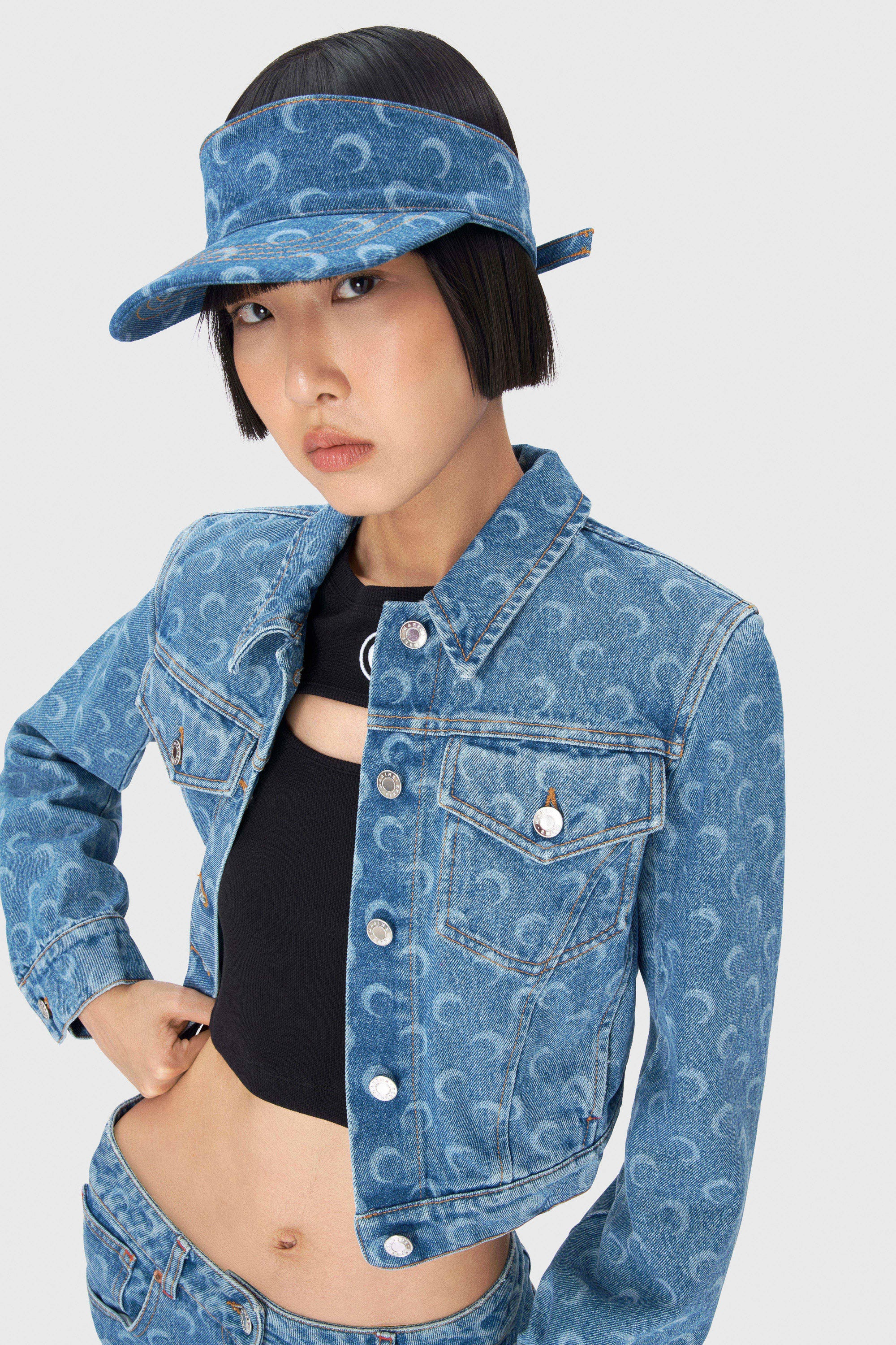 Moon Laser Blue Wash Denim Cropped Jacket - 3