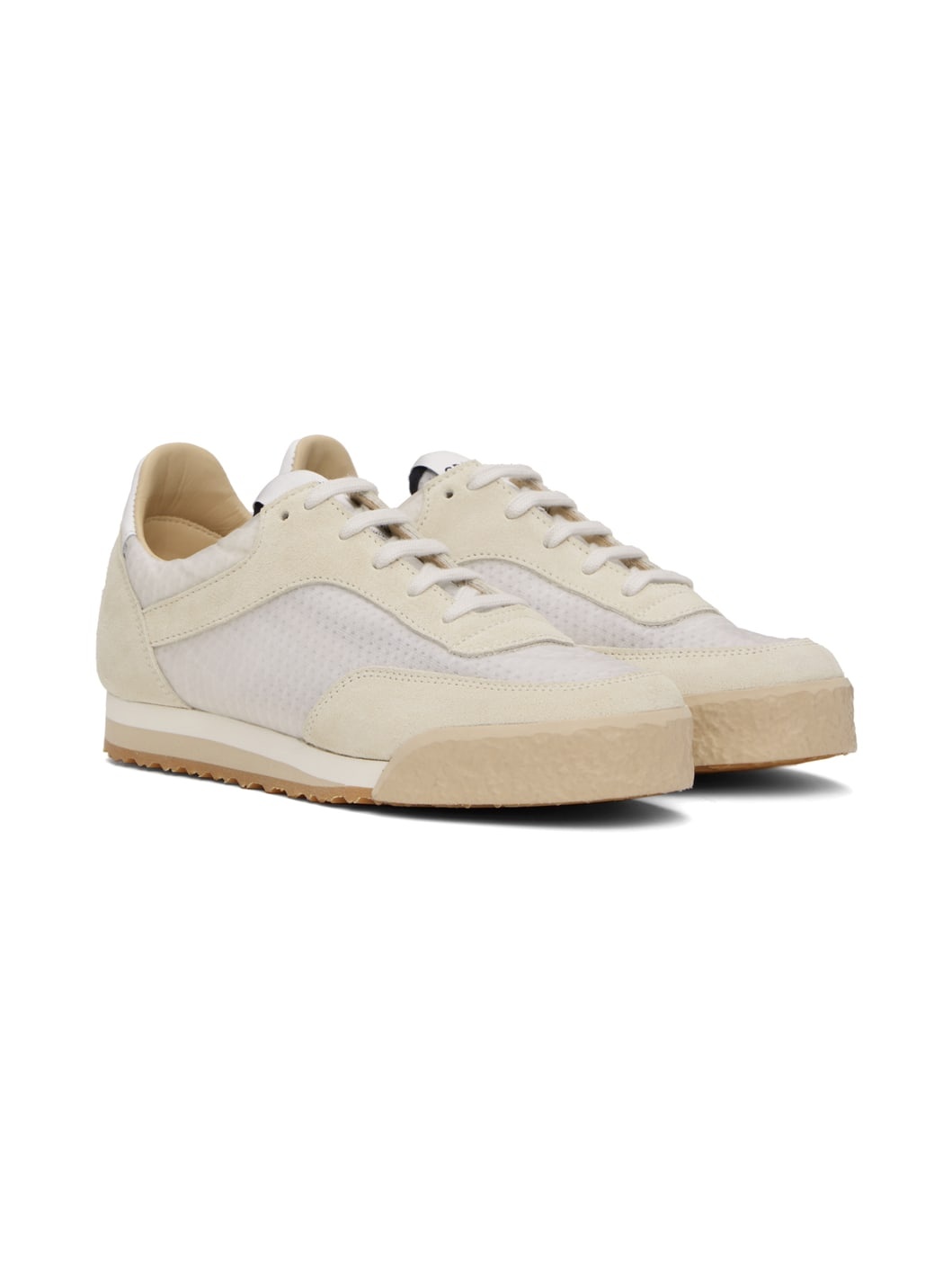 White & Beige Pitch Low Sneakers - 4