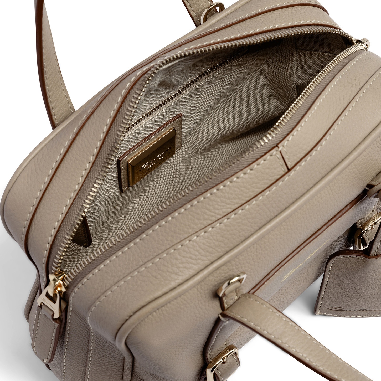 Beige leather handbag - 4