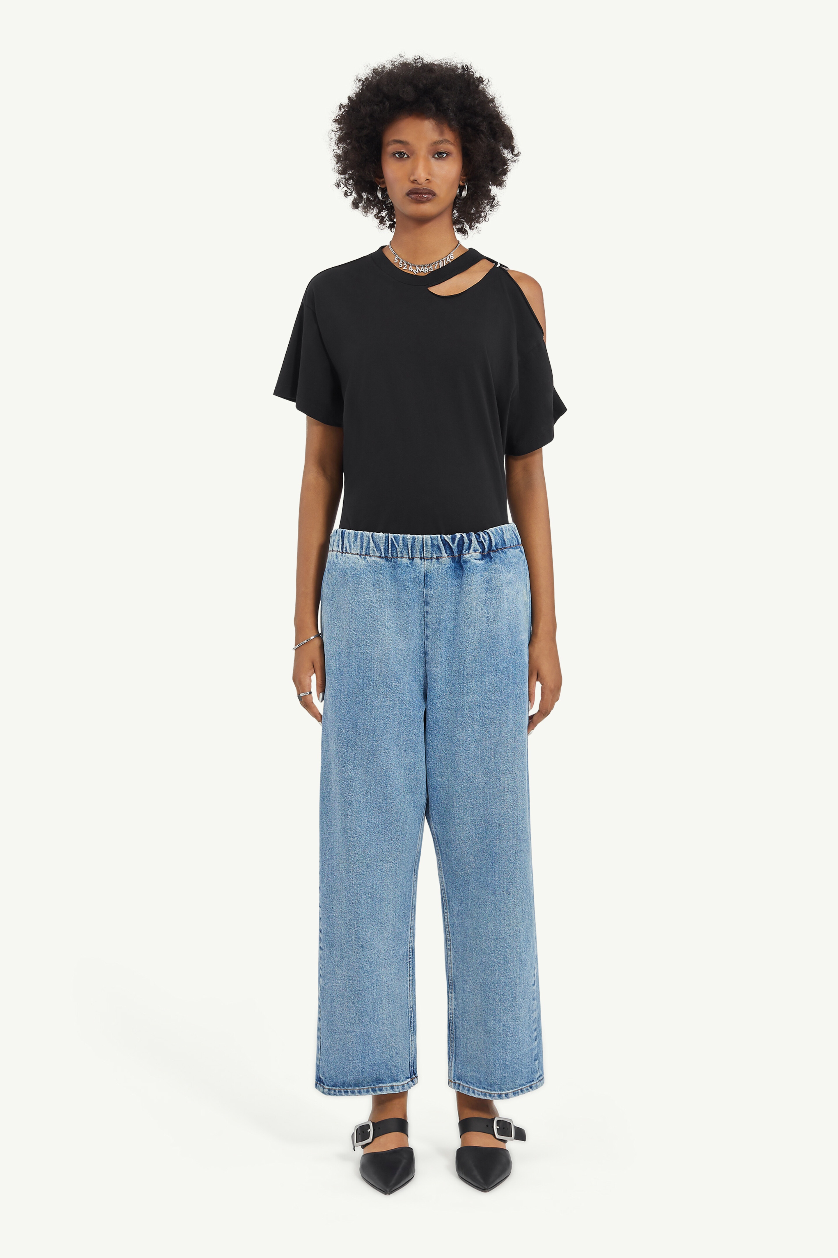 Cropped Blue Denim Trousers - 2