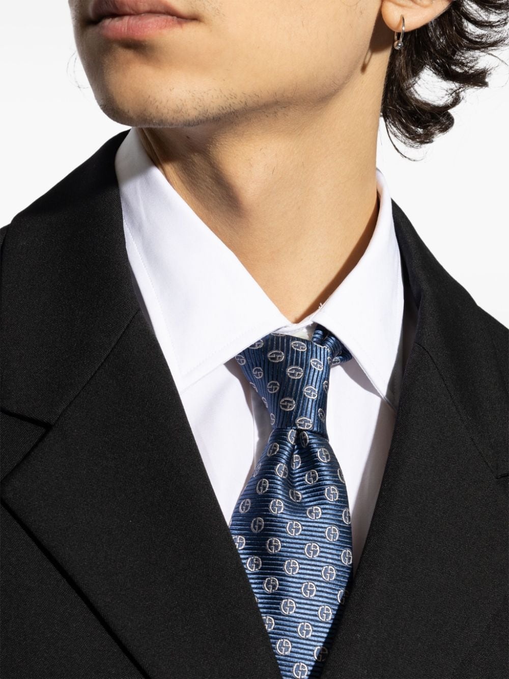 monogram-pattern silk tie - 4