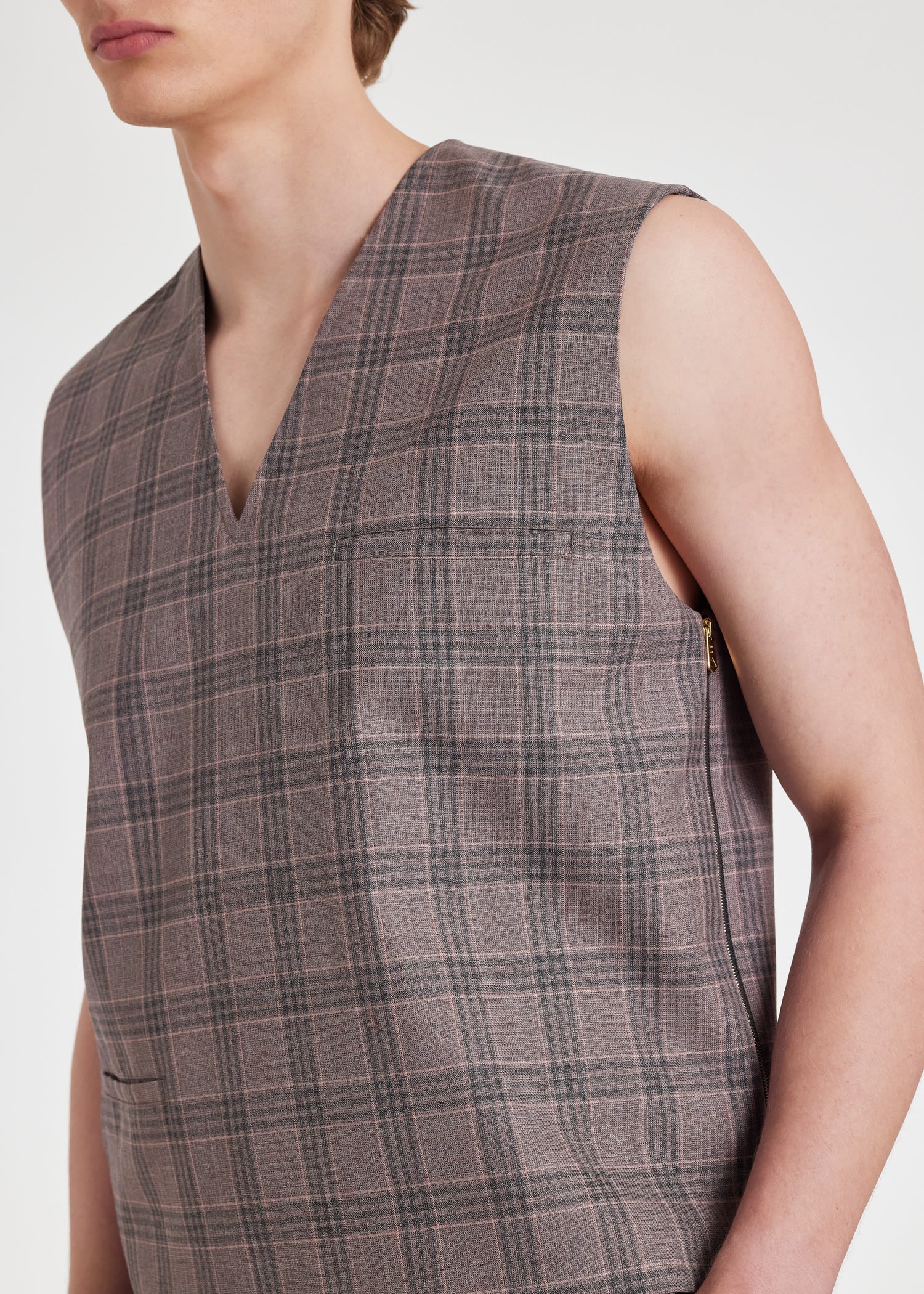 Check Wool Vest - 7