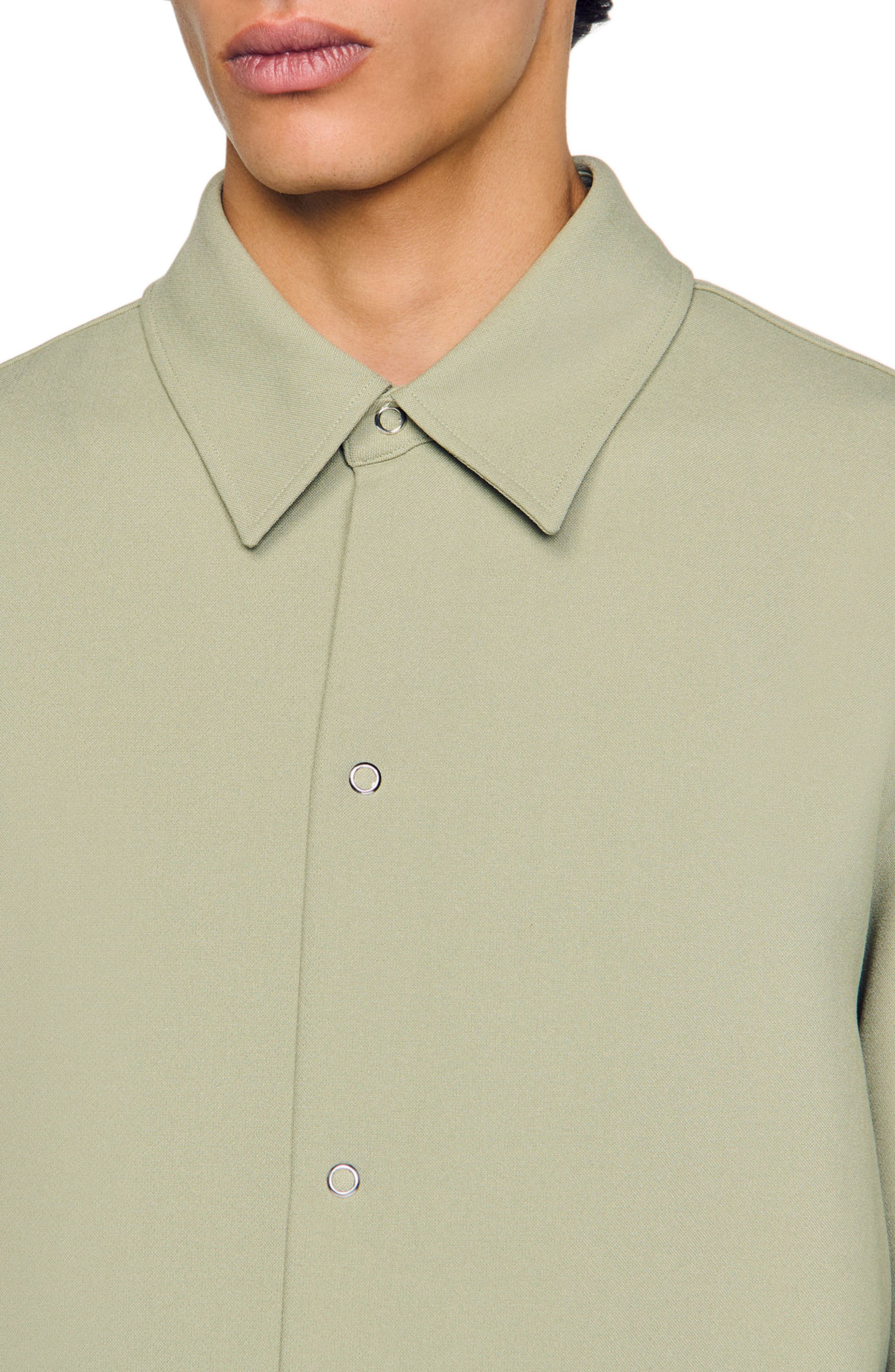 SANDRO Long-sleeved jersey shirt in Light Kaki. at Nordstrom - 4