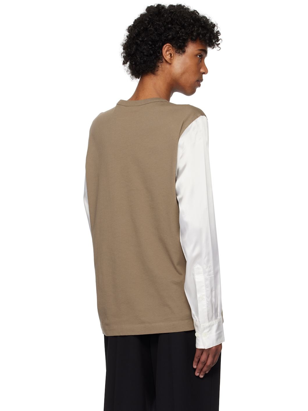 Brown & White Paneled T-shirt - 3