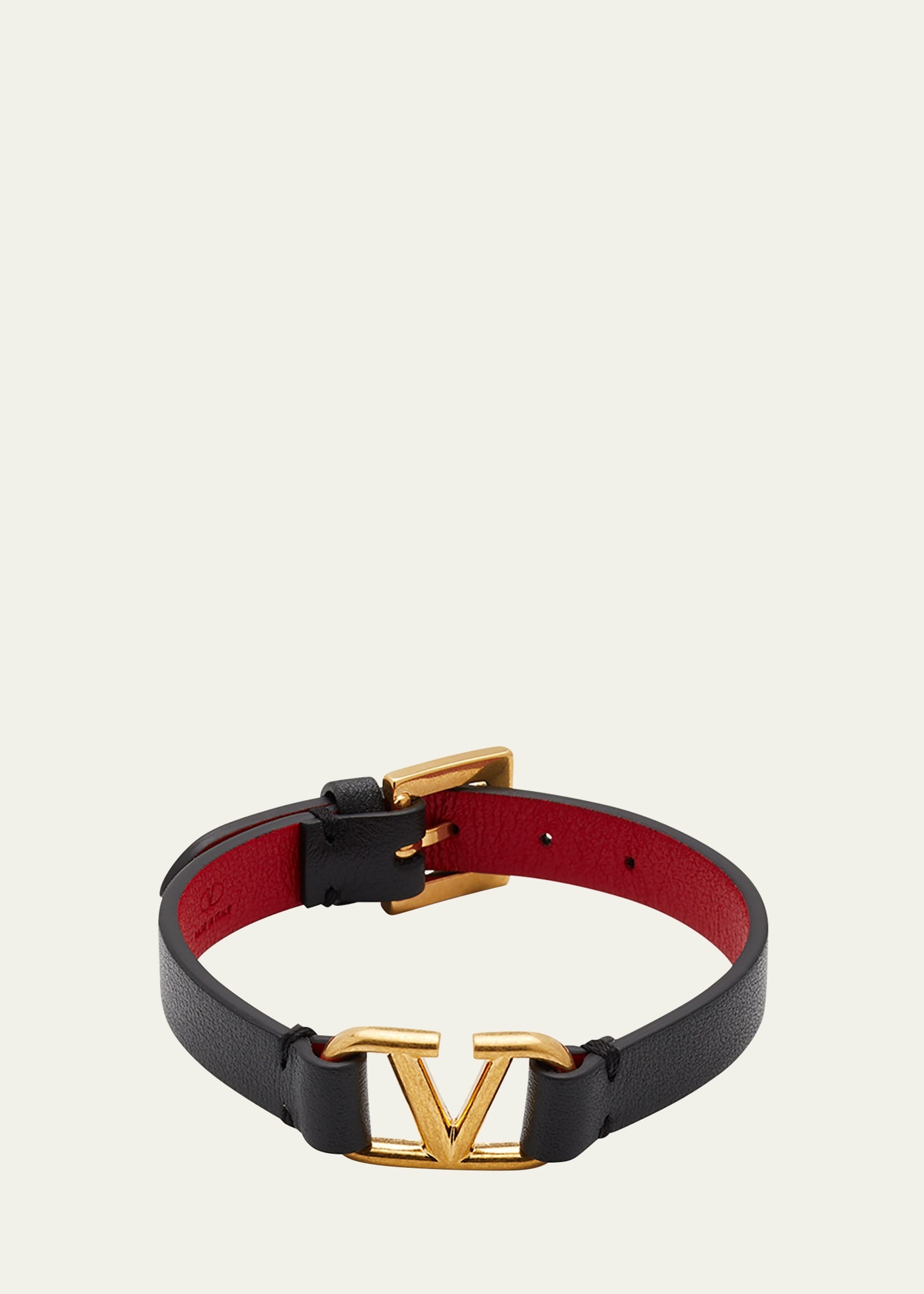 Antiqued Brass Logo Leather Bracelet - 1