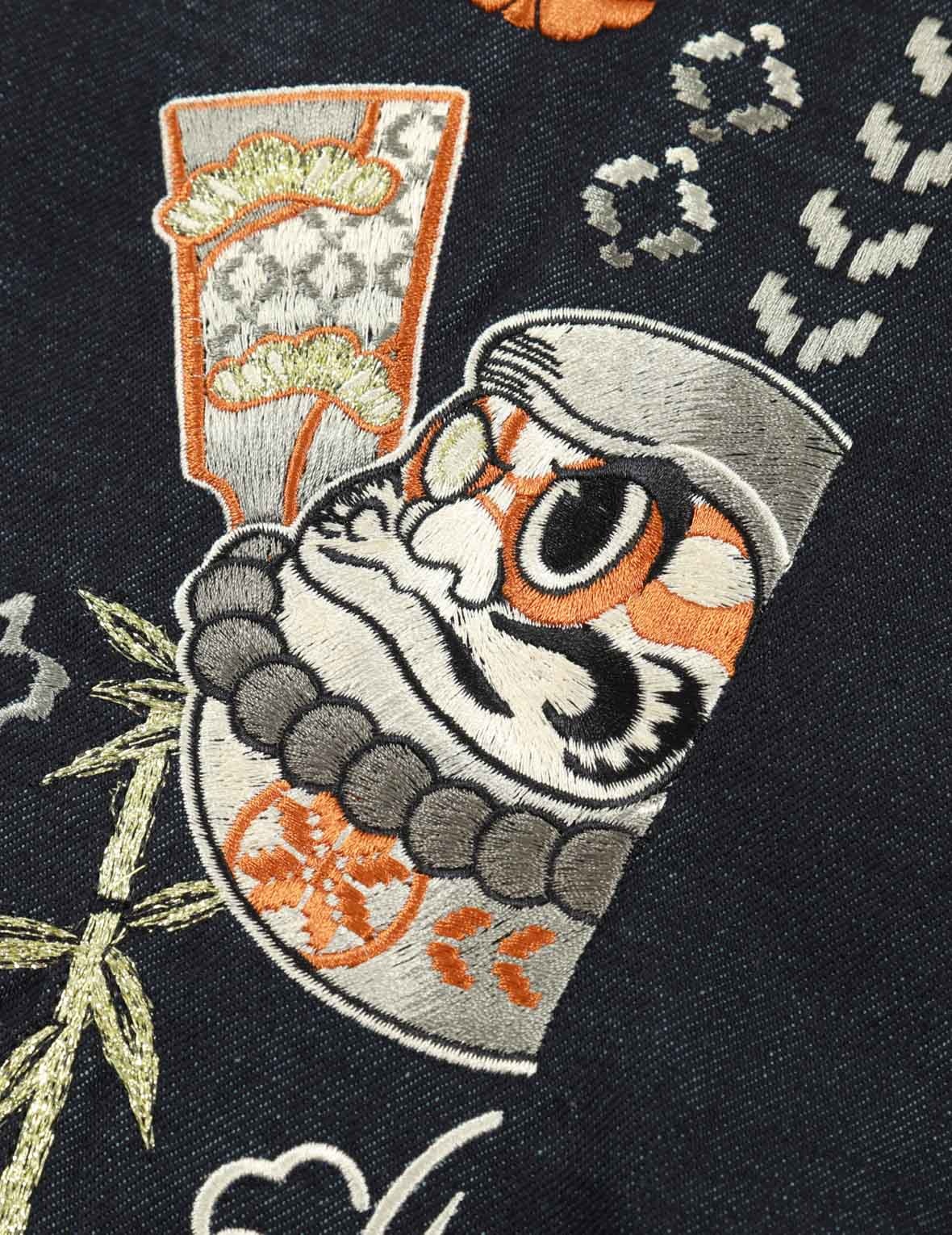 Kumadori Daruma Daicock Embroidery Carrot Fit Denim Jeans #2017 - 9