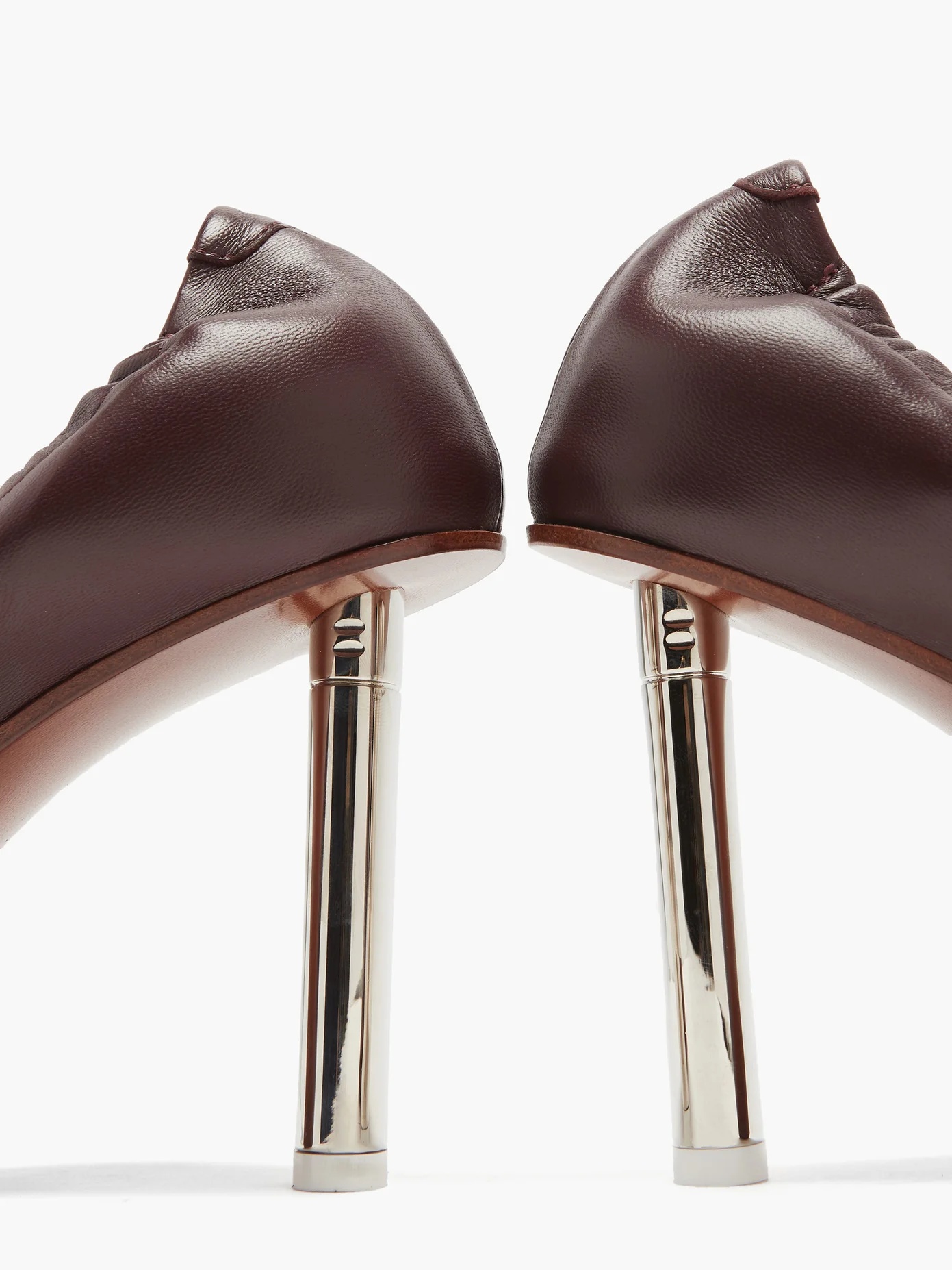 Lighter-heel leather ballerina pumps - 6