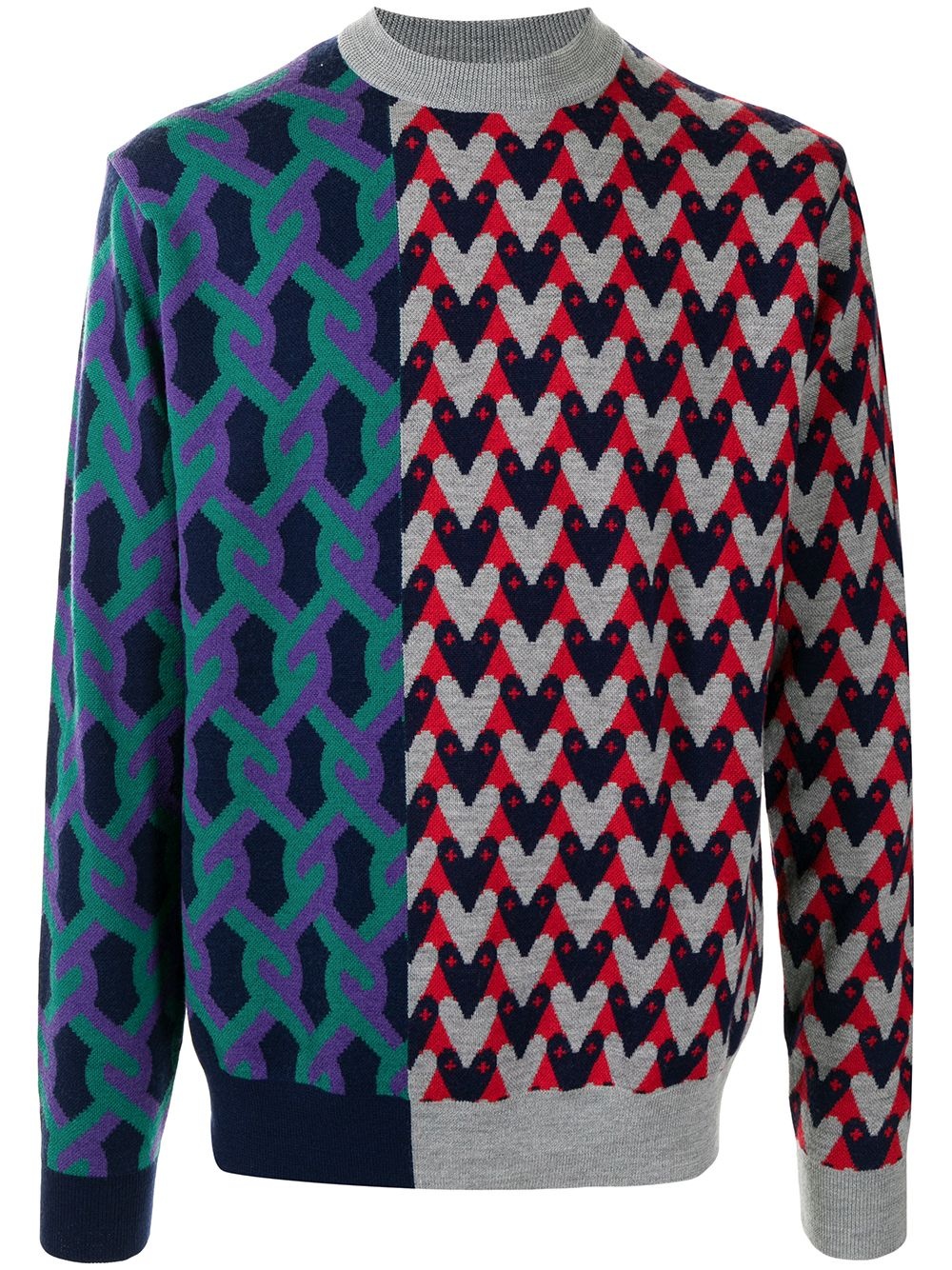 geometric-print wool jumper - 1