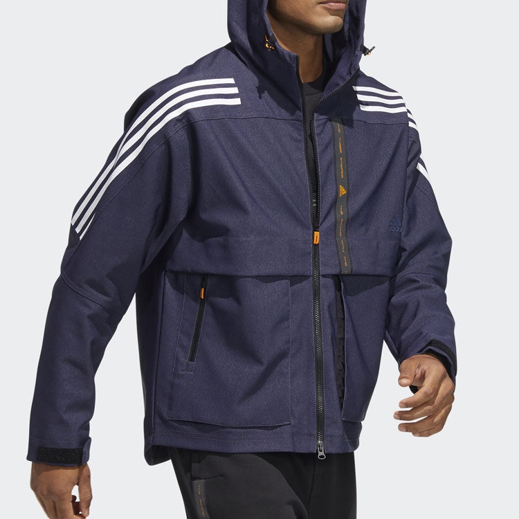 adidas TH DNM WVJK Sports hooded Woven Jacket Navy Blue HE9905 - 4