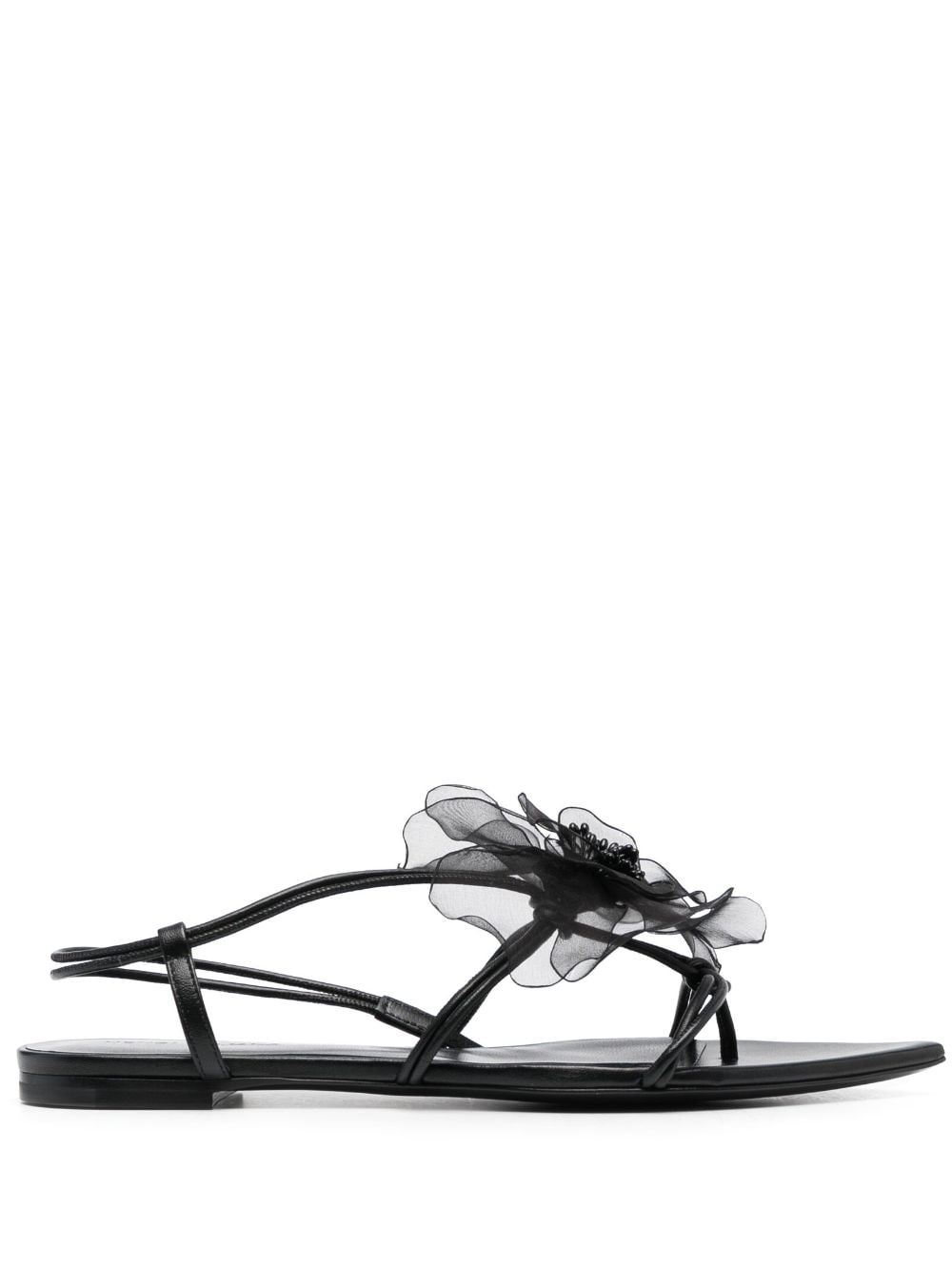 faux-flower leather sandals - 1