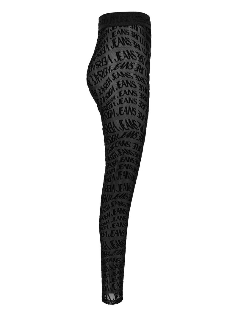 VERSACE JEANS COUTURE logo-print sheer leggings outlook