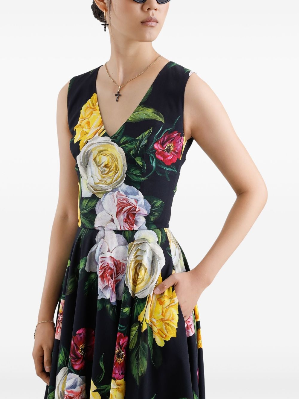charmeuse calf-length dress - 4
