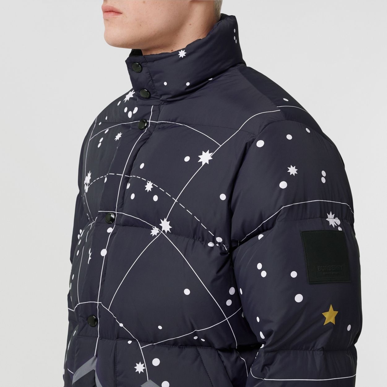 Geometric Print Nylon Puffer Jacket - 2