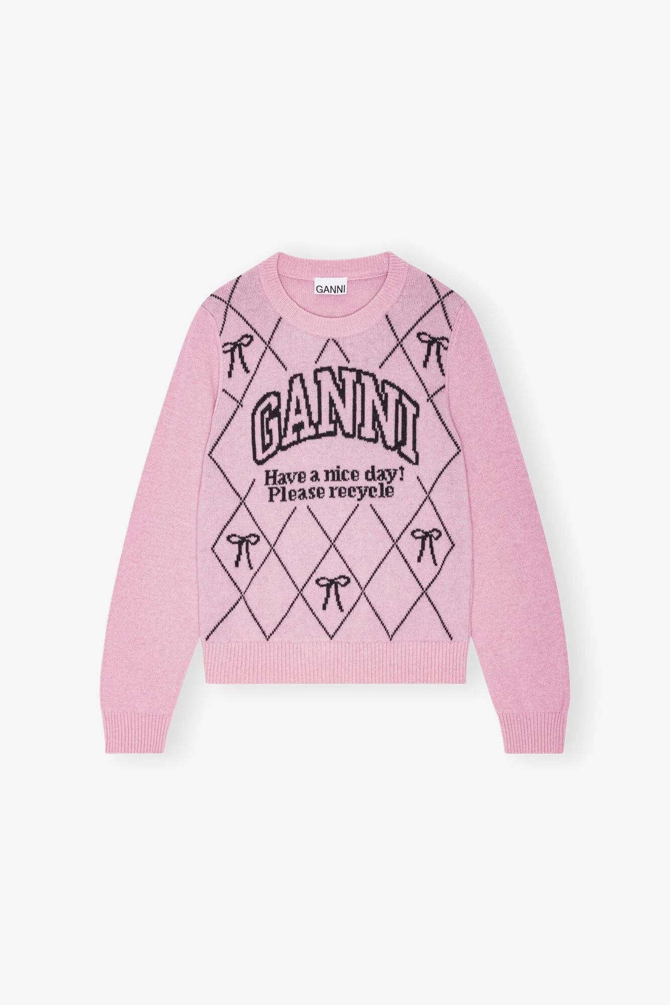 PINK GRAPHIC BOW SWEATER - 1