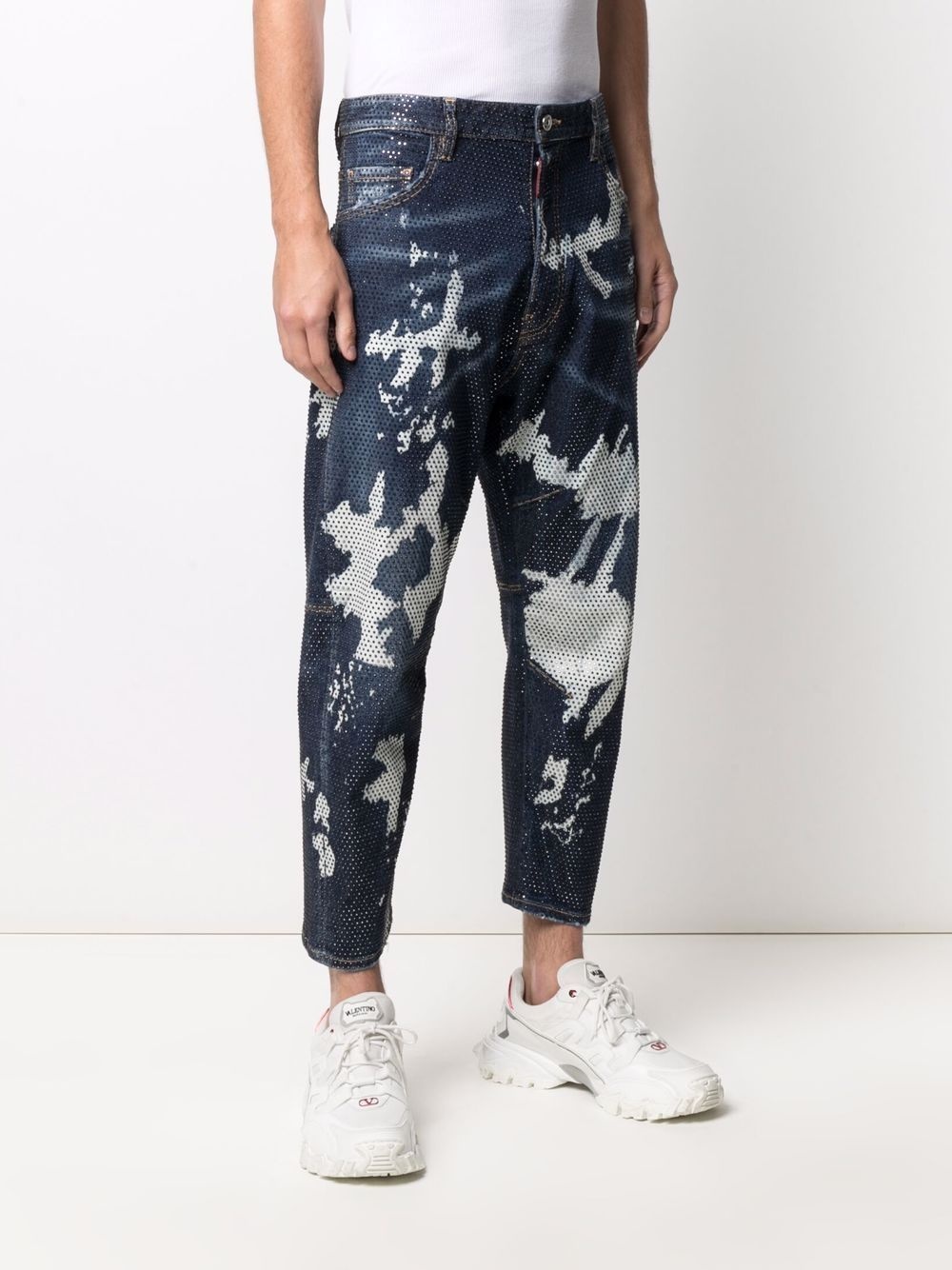 bleach-effect cropped jeans - 3