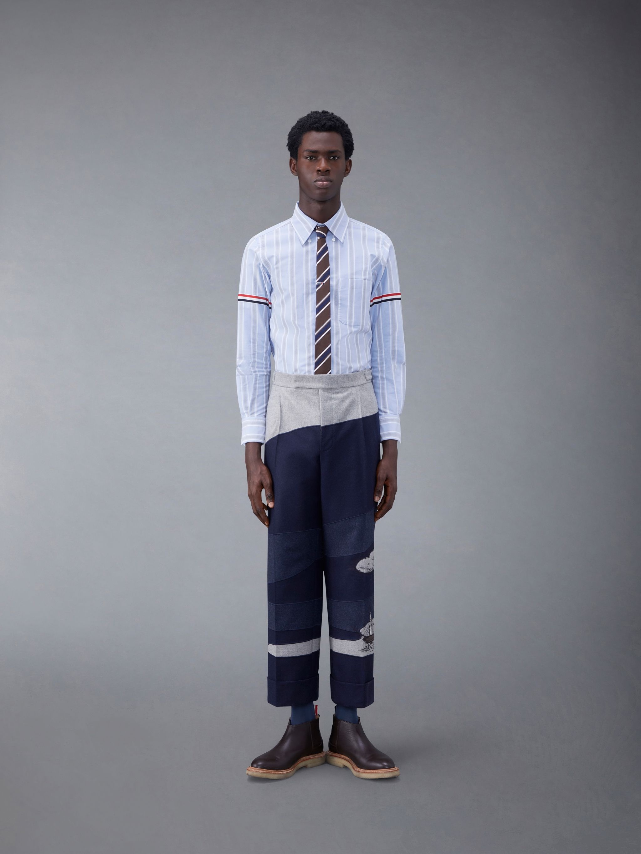 Thom Browne Stripe Oxford Armband Straight Fit Shirt